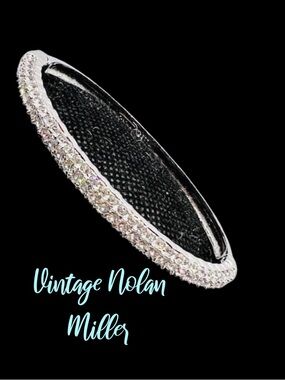 Nolan Miller Elegant Silver & Pave Crystal Clasp Bracelet